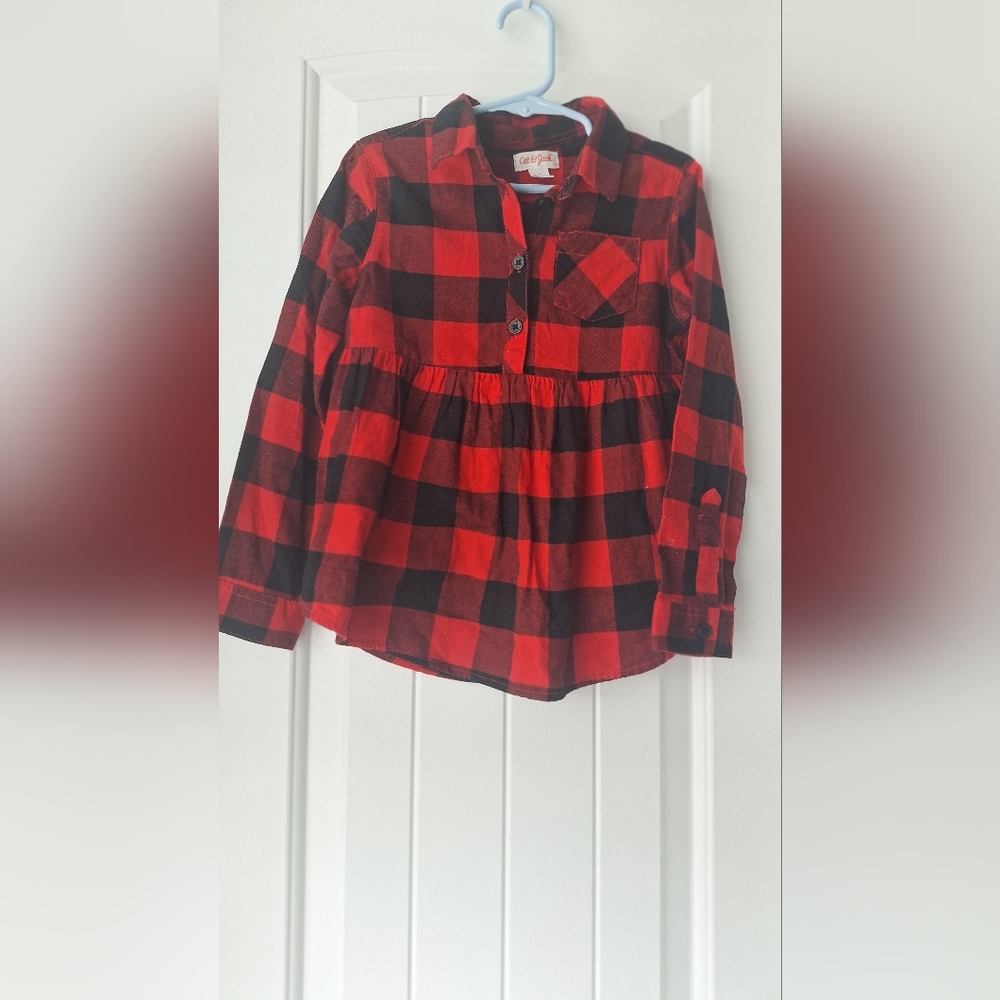 Cat & Jack Red and Black Button Down Shirt